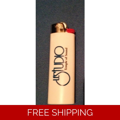 Le Studio Bic Lighter White Black & Blue Front Logo Tos